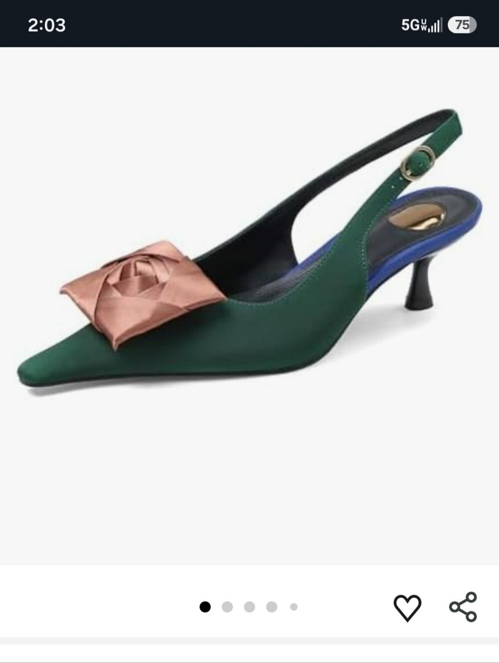 Snout Satin Pointed Slingback Pump with Rose Bow
